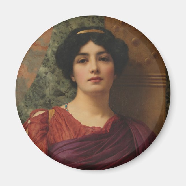 Godward Contemplation CC0627 Round Art Magnet (Framsidan)