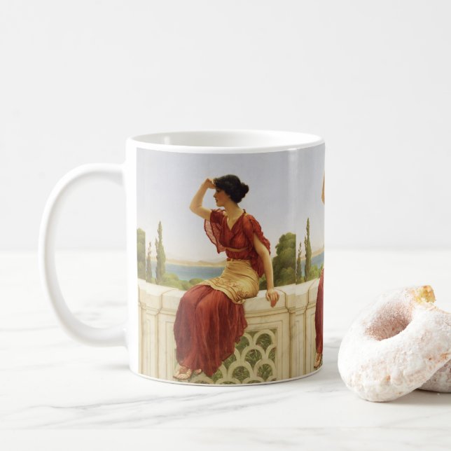 Godward, den vackra Woman Porträtt Art Kaffemugg (Med munk)