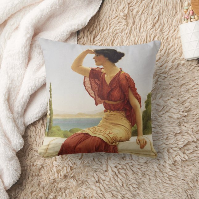 Godward, den vackra Woman Porträtt Art Kudde (Filt)