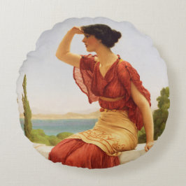 Godward, den vackra Woman Porträtt Art Rund Kudde