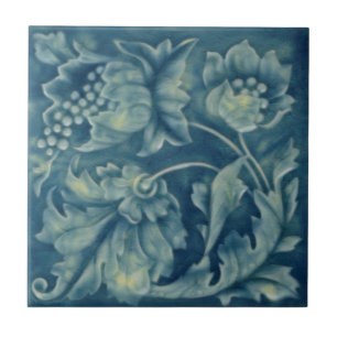 Godwin Hewitt Art nouveau Blue Majolica Repro Kakelplatta