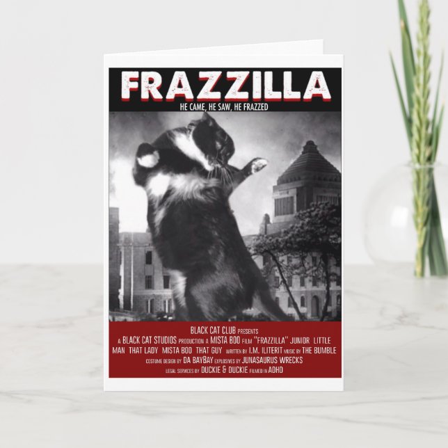 Godzilla Cat Greeting Card Kort (Framsida)
