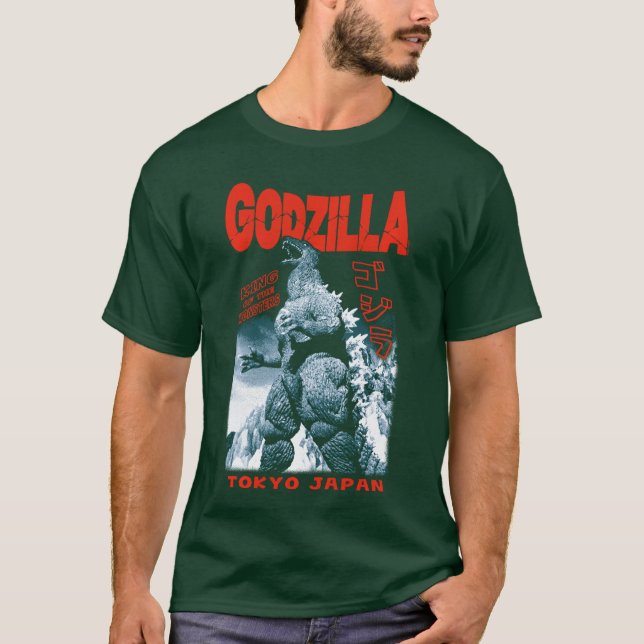 Godzilla King of The Monsters Tokyo Japan Red Text T Shirt (Framsida)