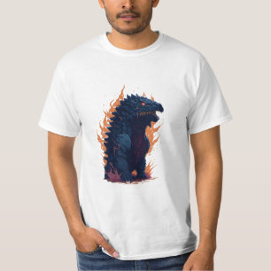 Godzilla med eldgudzilla-bränning t shirt