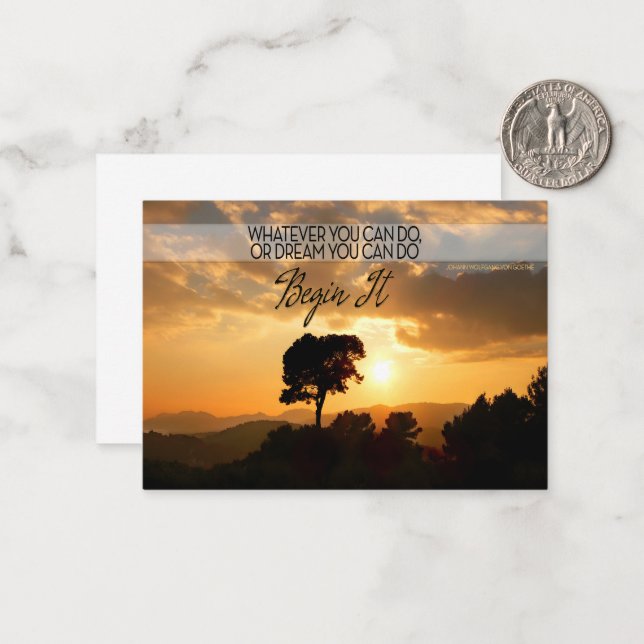 Goethe Inspirational Quote "Begin it" Anteckningskort (Fram/Back In Situ)