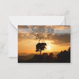 Goethe Inspirational Quote "Begin it" Anteckningskort