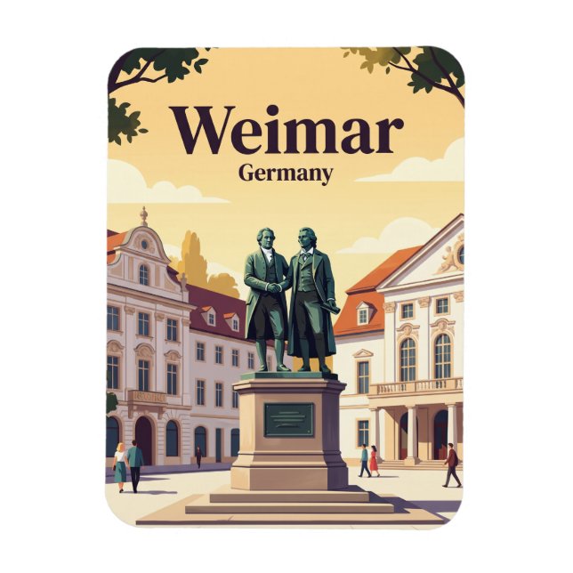Goethe-Schiller-monument, Weimar, Thüringen, Tyskl Magnet (Vertikal)