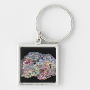 GoethitevisningIridescence Fyrkantig Silverfärgad Nyckelring