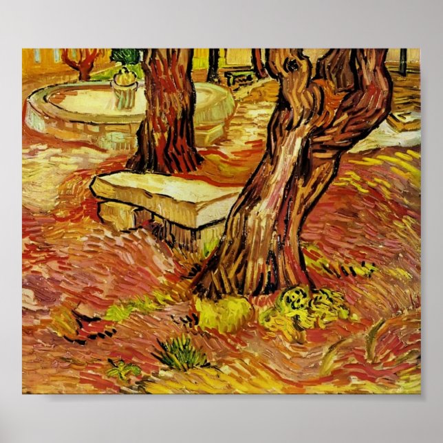 Gogh - Stone Bench in the Garden at Saint-Paul Poster (Framsidan)