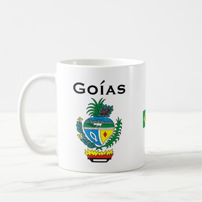 Goías Brasilien flaggamugg/Caneca de Goías Kaffemugg (Vänster)