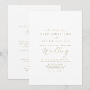 GoId Idyllic Calligraphy Front & Back Bröllop Inbjudningar