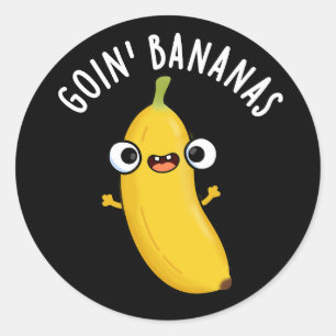 Goin Bananas Funny Fruit Pun Mörk BG Runt Klistermärke