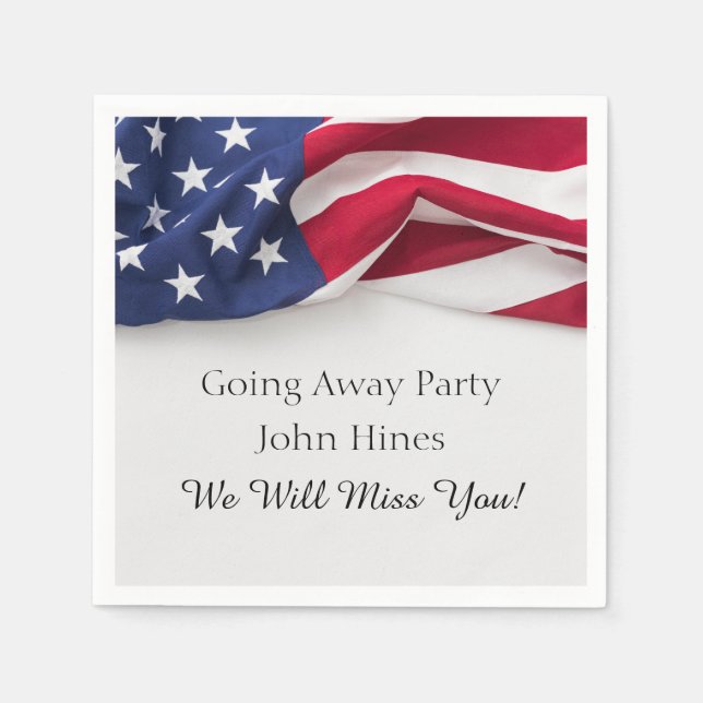 Going Away Party USA Flag Military Send Off Pappersservett (Framsidan)