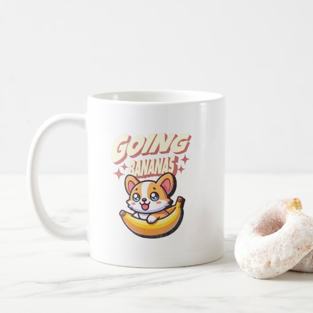 Going Bananas Funny Cute Corgi Kaffemugg (Med munk)
