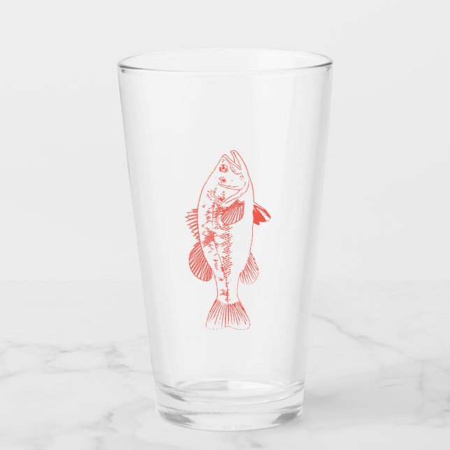 Going Fishing & Hunting - Fiske Pint Glass Glaskopp (Framsida)