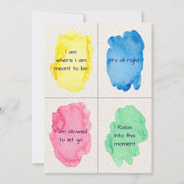 Going General Watercolor Affirmation Set Cards Inbjudningar (Framsida)