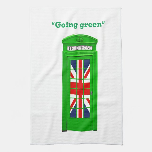 "Going grönt" mobil box i London Kökshandduk (Vertikal)