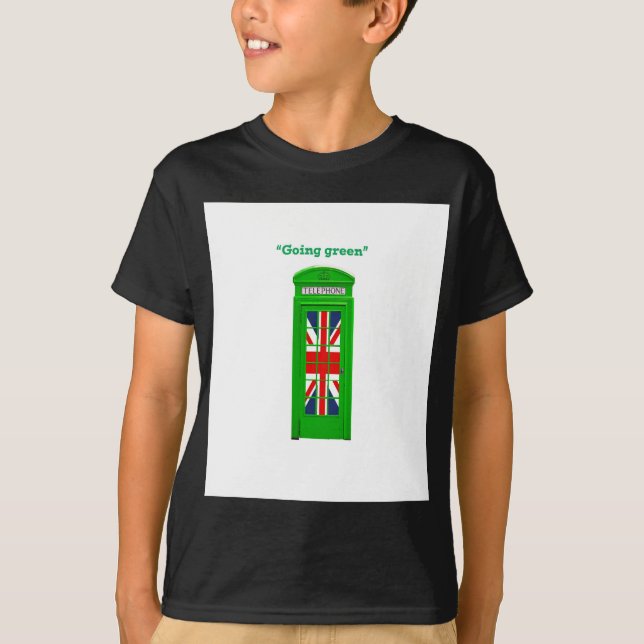 "Going grönt" mobil box i London Tee Shirt (Framsida)