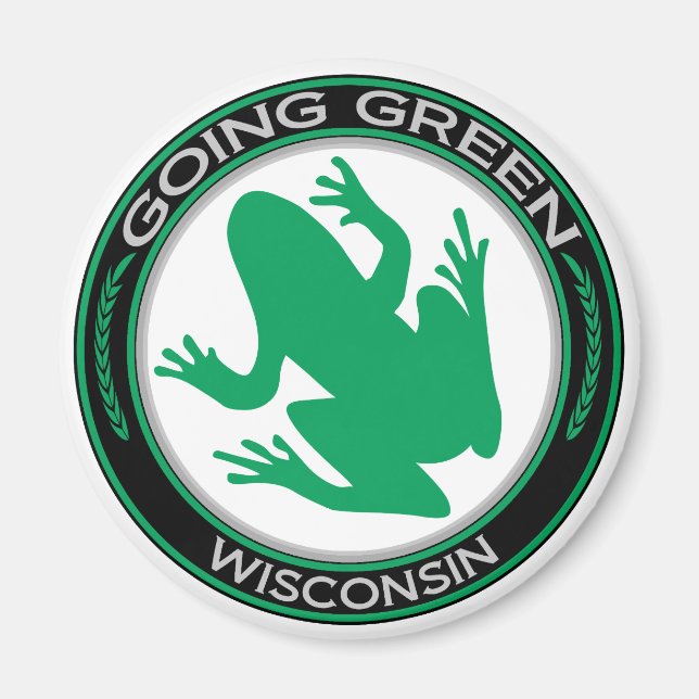 Going Grönt Wisconsin Frog Magnet (Framsidan)