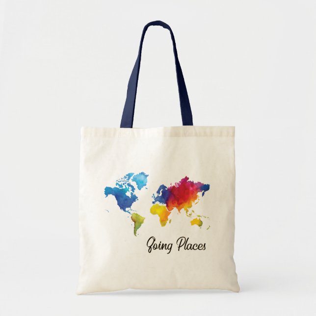 Going Ställe World Map Tote Bag Tygkasse (Framsidan)