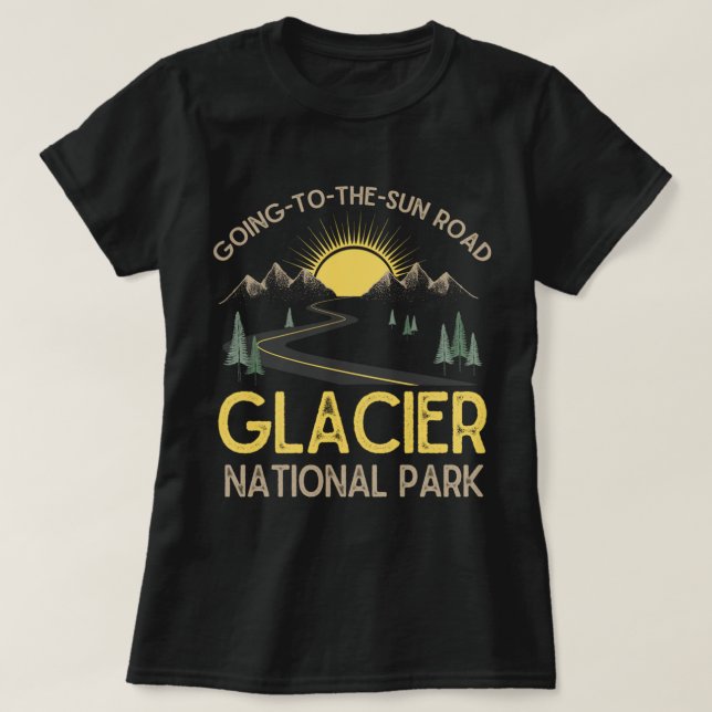 Going to the Sol Road Glacier National Park Retro T Shirt (Design framsida)