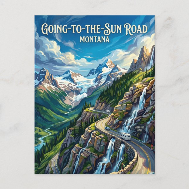Going-to-the-Sun Road USA blir Vykort (Framsida)