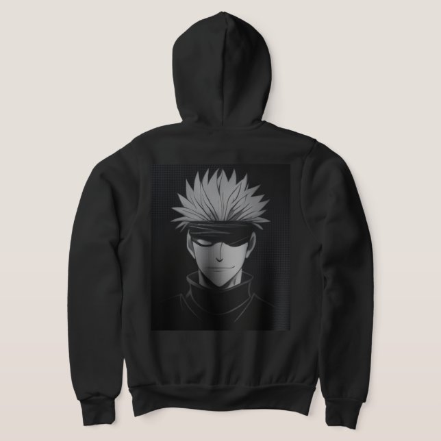 “Gojo Satoru Streetwear hoodies – Black Anime Tee  (Laydown Baksida)