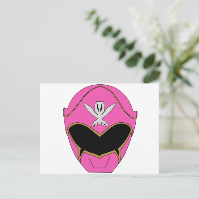 Gokai Super Mega Rosa Hjälm Postkort Vykort (Stående Fram)