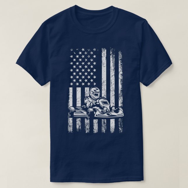 gokart american flagga gå kart tävla Classic TShir T Shirt (Design framsida)