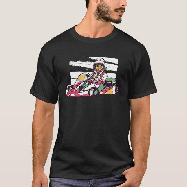 Gokart Track Karting Cat Kattunge Kitten T Shirt (Framsida)