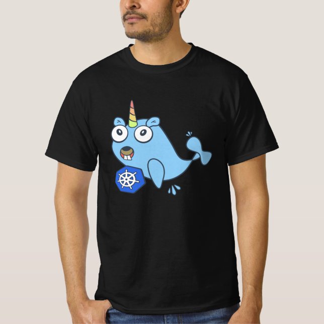 Golang gopher Docker unicorn med Kubernetes T Shirt (Framsida)
