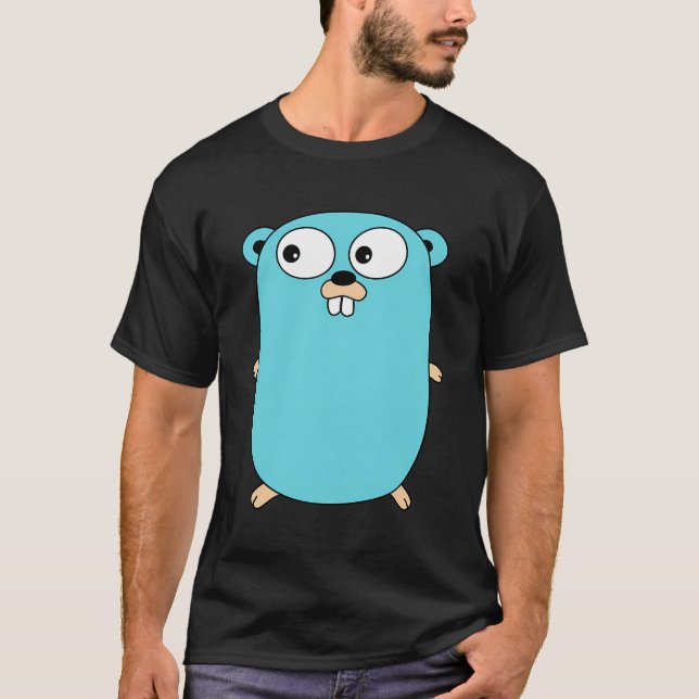 Golang Gopher Programmer Hoodie T Shirt (Framsida)