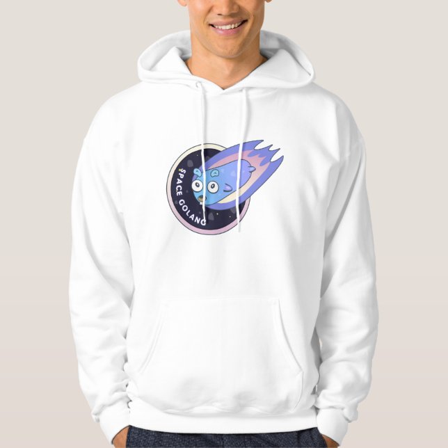 Golang gopher space comet hoodie (Framsida)