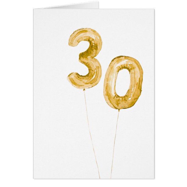 gold 30th bday balloons OBS kort (Framsidan)