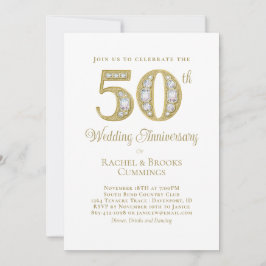 Gold 50th Anniversary Party Invitation Julkort