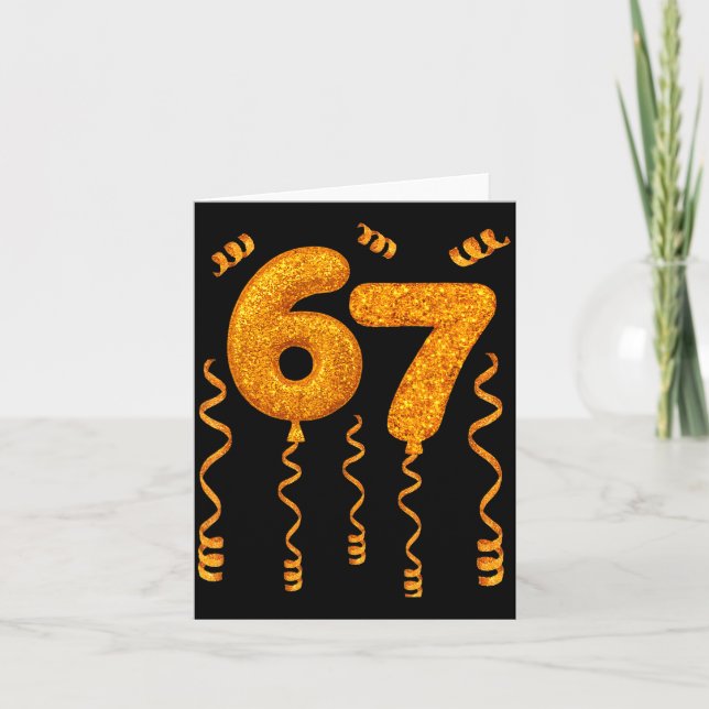 Gold 67 Party Balloons Funny 67 Meme Christmas 67  Kort (Framsida)