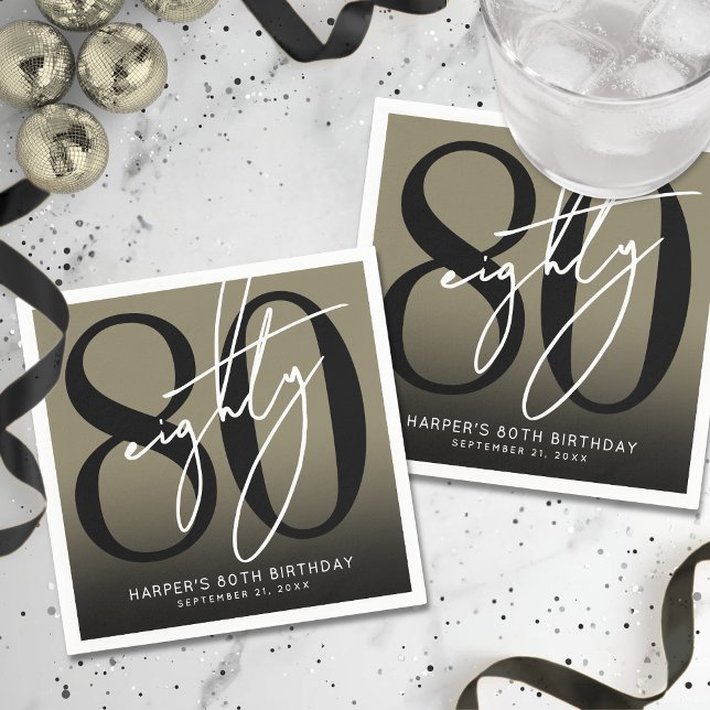 Gold 80th Birthday Party Pappersservett (Gold 80th Birthday Party Napkins )