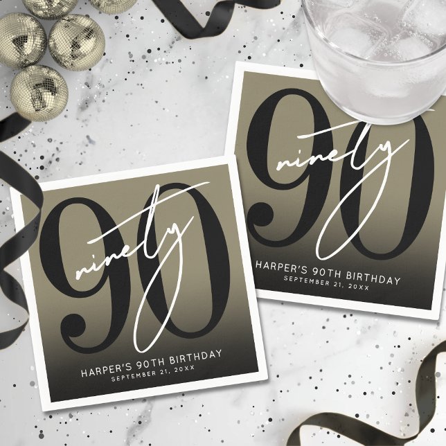 Gold 90th Birthday Party Pappersservett (Gold 90th Birthday Party Napkins)