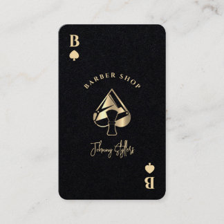 Gold ace of spades barber shop visitkort