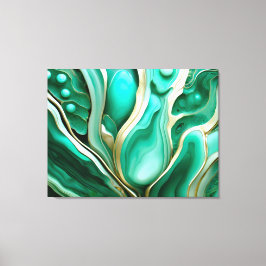 Gold Adern: Digitale Hommage an grüne Mineralien Canvastryck