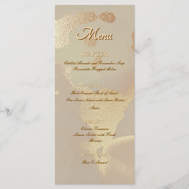 Gold Alcohol Ink Elegant Flat Menu Meny (Framsida)