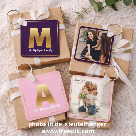 Gold Alfabet Letter Button sleutelhanger Nyckelring