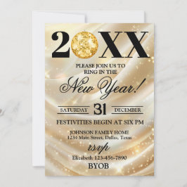Gold and Black 2026 New Years Eve Party Invitation Inbjudningar