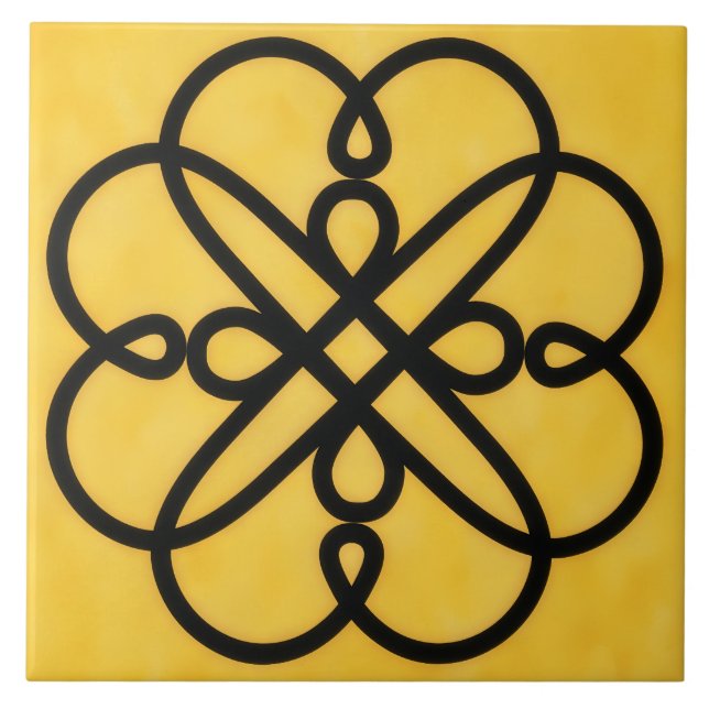 Gold and Black Celtic Style Symbol Tile Kakelplatta (Framsidan)