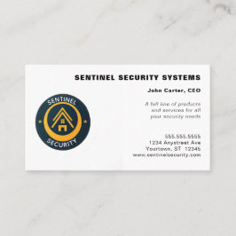 Gold and Black Circular Logo Security Visitkort