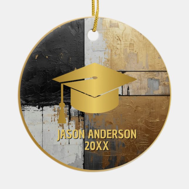 Gold and Black Custom Graduation Ornament (Framsidan)