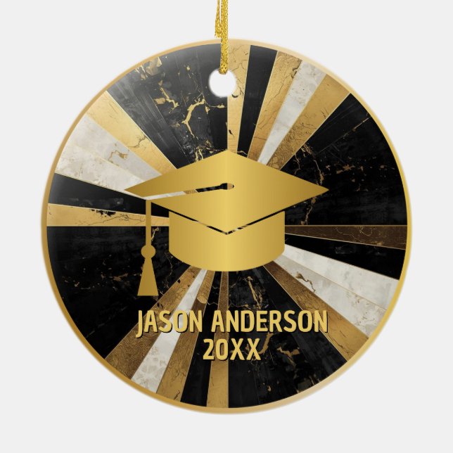 Gold and Black Custom Graduation Ornament (Baksidan)