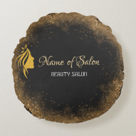 Gold and black   rund kudde