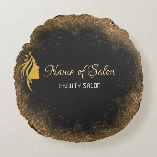 Gold and black   rund kudde (Framsidan)