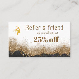 Gold and black   Salon Referral Card Tidsbeställning Kort